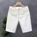 Men's Clothing Summer 50% And 90% Men's Style Casual All Match Denim Shorts Slim Stretch Mid Pants White Trendy_mkmklike.com