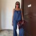 Women's Vintage Denim Tank Top + High Waist Straight Leg Pants Set – Retro Casual Outfit_mkmklike.com