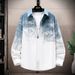 Men's Clothing Denim Jacket Men's Green Personality Large Letter Printing Teenagers Middle School Students Jacket_mkmklike.com