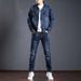 Northfold Denim Suit Two-Piece Set Spring Autumn 2023 New Jacket Coat Top Pants One-Piece Trendy Stretch Men's Clothing_mkmklike.com