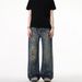 American High Street Tie-Dye Ink-Splattered Jeans For Men Women, Washed And Distressed, Loose Straight-Leg Casual_mkmklike.com