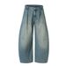 American Style Washed Vintage Scimitar Jeans For Men, Trendy High Street Pleated Loose Wide-Leg Pants_mkmklike.com