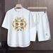 Men's Clothing 2024 Waffle Casual Summer Suit Men's Loose Teen Short sleeved T shirt Shorts Handsome Two piece Suit_mkmklike.com