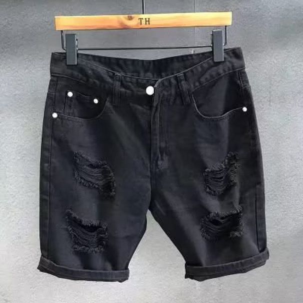 Men's Clothing Men's Denim Shorts Summer Thin Trend Loose Straight Sports Pants Ripped Casual Five Point Pants_mkmklike.com