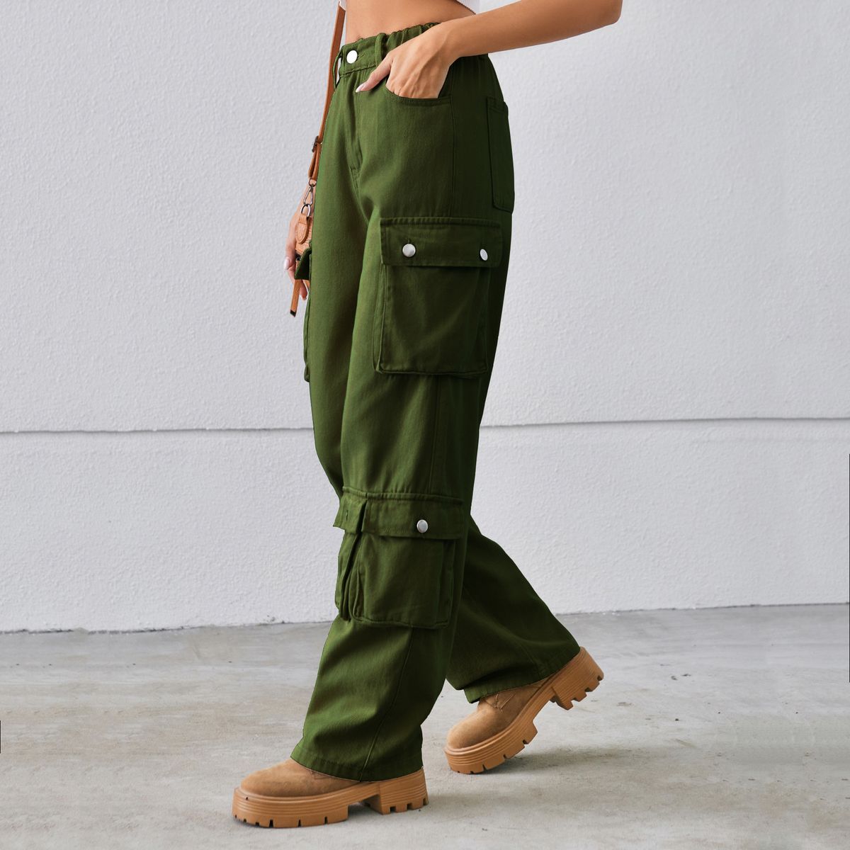 Women's Clothing New Denim Washed Multi Pocket Design Overalls Trousers Casual Pants_mkmklike.com