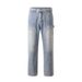 Men's Clothing High Street Water Washed Vibe Style Loose Patch Pocket Stitching Zipper Jeans Logging Pants_mkmklike.com