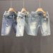 Men's Lightweight Ripped Denim Shorts Casual Straight Leg Mid-Length Capri Pants For Summer_mkmklike.com