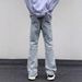 European And American High Street Vibe Pants Men's Tide Brand Design Sense Slightly Pull Jeans Zipper Split Fork Tooling Straight Pants Tide_mkmklike.com