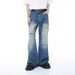 Unisex High-Waisted Raw Hem Jeans – Distressed Straight Leg Denim Pants With Irregular Fraying, Vintage Inspired (Blue)_mkmklike.com