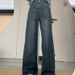 Women's High-Waisted Wide-Leg Jeans Retro Washed Plaid Design Distressed Slimming Versatile Flowy Floor-Length Trousers_mkmklike.com