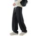 Versatile Splicing Curved Knife Casual Pants For Men In Autumn, Loose And Wide Legs, Long Pants With A Sense Of Drape_mkmklike.com