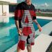 2023 Summer Mesh Set for Men's Trendy Casual Beach Style 3D Digital Printed T-shirt and Shorts_mkmklike.com