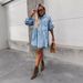 Women's Clothing Russian Women's Clothing New Spring And Summer Shirt Button Denim Long Sleeved Dress Loose_mkmklike.com