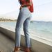 "Women's Stretch Denim Jeans – Comfortable High-Waisted Blue Jeans For Casual & Office Wear, Slim Fit With Elastic Waistband"_mkmklike.com