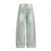 Punk Faded Washed Curled Hem Oversized Jeans For Men Trendy Distressed Frayed Cuffed Loose Wide-Leg Pants_mkmklike.com