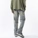 High Street Zipper Denim Trousers Men's Spring And Autumn American Retro Tooling Design Sense Loose Straight Wide Leg Trousers_mkmklike.com