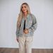 Women's Clothing Oversized Distressed Print Denim Jacket - Vintage Washed Casual Streetwear Coat With Stand Collar_mkmklike.com
