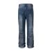 Men's Clothing Street Washed Bamboo Pattern Distressed Dirty Dark Blue Straight Flared Ripped Jeans_mkmklike.com