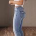 Women's Clothing Stretch Slim Fit Jeans Vintage Stretch Skinny Jeans For Women - High Waist Slim Fit Denim Pants With Double Button Design, Dark Blue_mkmklike.com