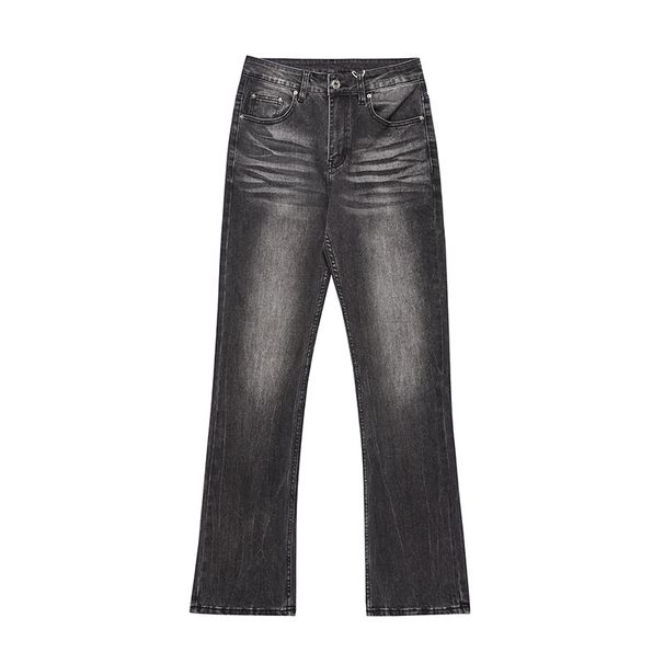 Men's Retro Washed Distressed Flared Jeans High Street Casual Loose Trousers Mid Waist Standard Thickness Denim Versatile_mkmklike.com