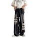 Men's Clothing Retro Patch Ripped Jeans Men's Design Japanese Summer Ins Trend Loose Versatile Wide Leg Long Pants_mkmklike.com