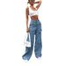 Women's Washed Denim Jeans – Oversized Pocket Straight-Leg Pants With Vintage Patchwork (XS-3XL)_mkmklike.com