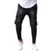 Men's Multi-Pocket Stretch Jeans - Slim Fit Workwear Denim Pants With Zipper Details (Black/Blue, S-XXXL)_mkmklike.com