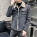 Denim Jacket Men's Autumn And Winter Fleece Thickened Jacket Handsome Lamb Wool Cotton Clothes_mkmklike.com