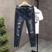 2024 New High Quality Nine Point Trendy And Handsome Slim Fit Small Foot Jeans Men's Fashion Brand Slimming_mkmklike.com