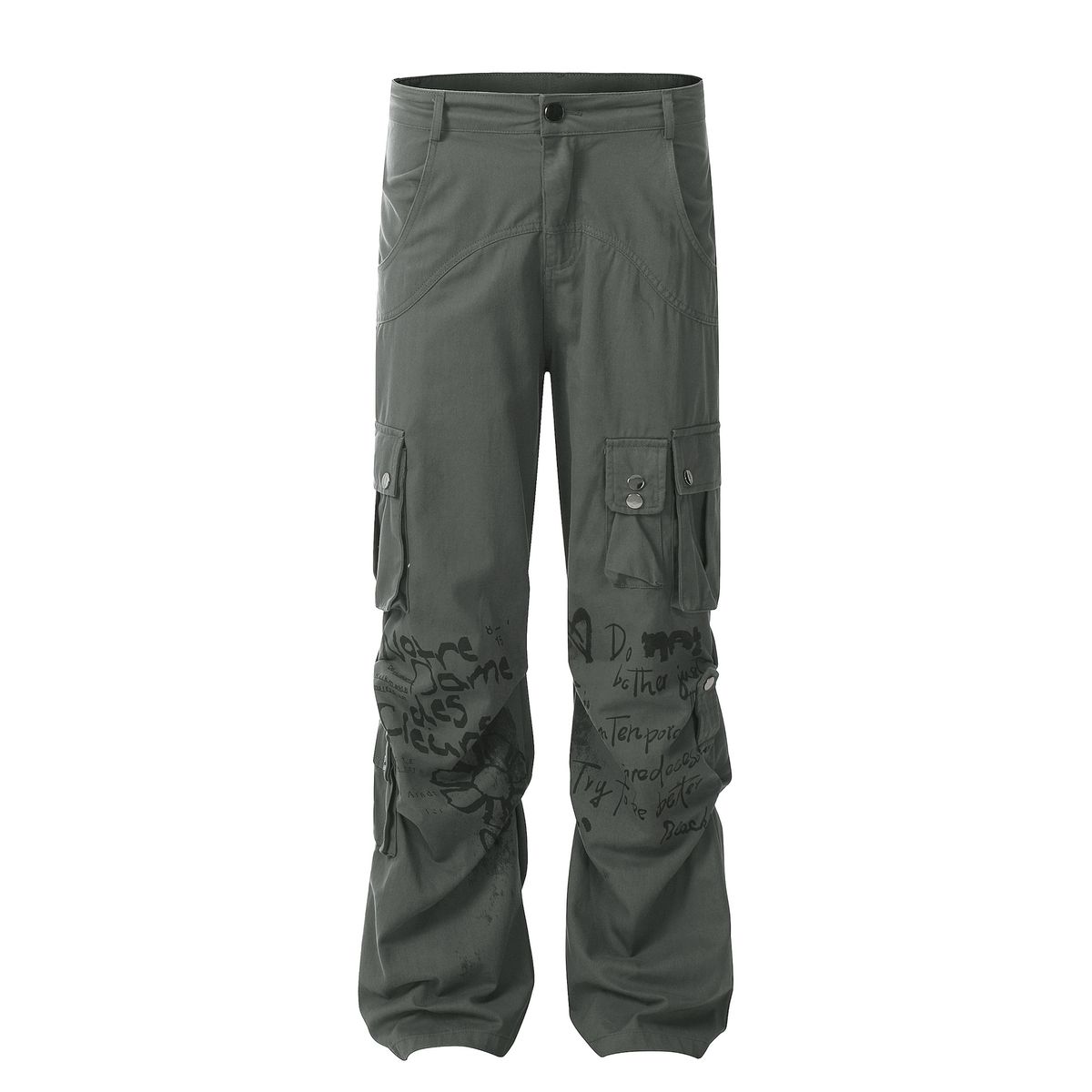 Men's Clothing Autumn White Overalls Water Slurry Print Overalls Retro Trendy Straight Overalls_mkmklike.com