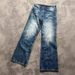 Men's Clothing Retro Dark Blue Lightning Cracked Jeans Loose Wide Leg Pants Washed Straight Flared Pants_mkmklike.com