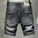 Men's High Street Trendy Men's Street Hip-hop Style Slim Cut Hand-painted Paint Dot Denim Shorts For Men_mkmklike.com
