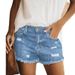 GM2631 # European American Foreign Trade Cross-border Summer Fashion Ripped Fringed Denim Shorts For Women, High-waisted_mkmklike.com