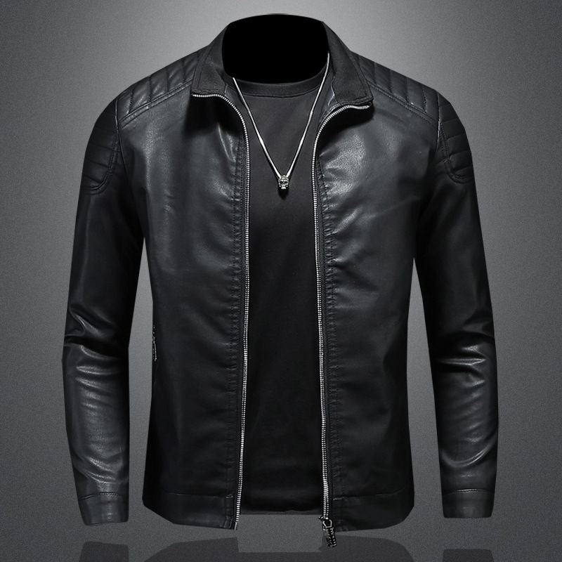 Men's Clothing jacket Jacket Leather jacket slim fit_mkmklike.com