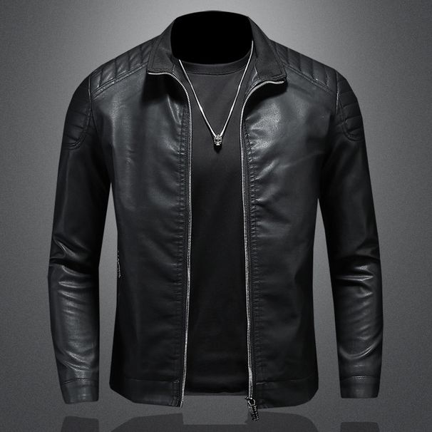 Men's Clothing jacket Jacket Leather jacket slim fit_mkmklike.com
