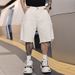 Vibe Brand Men's 5 Point Denim Shorts Trendy Loose Beige Cargo Style Cool For Summer_mkmklike.com