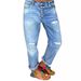 Women's Clothing Straight Button Stitching Ripped Jeans For Women_mkmklike.com