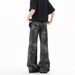 Men's High Street Hip Hop Flared Jeans Retro Brushed Wax Wash Zipper Design Loose Fitting Trousers For Men And Women_mkmklike.com