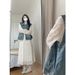 Chicco Spring And Autumn Matching Plus Size Slimming Denim Vest Jacket Ruffled Dress Two-Piece Set For Women_mkmklike.com