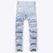 Men's High Street Distressed Frayed Hem Raw Edge Embroidered Jeans - Loose Fit Straight Leg Denim Pants With Boho Fringe Details_mkmklike.com