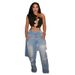 Stretch Denim Jeans Women's Straight Leg Ripped Casual Pants - Mid Waist Comfort Fit With Sand Wash Finish (Light Blue)_mkmklike.com