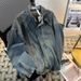 American Deconstruction Men's Niche Design, Stand Up Collar Jacket, High-End And Cool Motorcycle Denim Jacket_mkmklike.com