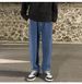 Light Blue Jeans Men's Spring And Autumn Loose Straight Casual Pants American Retro High Street Wide-leg Pants Drawstring_mkmklike.com
