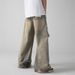 Men's Trendy Ripped Jeans Loose Fit Straight Leg High Street Style Post Apocalyptic Vibe Retro Beggar Long Pants_mkmklike.com