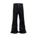 Men's Clothing High Street Waxed Coated Wide Leg Jeans With Ripped Patches Loose Flared Pants_mkmklike.com