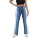 Women's Clothing Elastic Fashion Washed Contrast Color Jeans_mkmklike.com