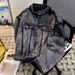 Design New Spring Autumn American Shoulder Pad High Street Trendy Brand Loose Denim Men's Jacket With Rough Edges And A_mkmklike.com