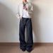 Heavyweight Striped Washed Jeans – Straight-to-Flared Silhouette, Unisex Loose Fit (Black, Dark Blue, S-XXXL)_mkmklike.com