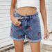 Women's Clothing Washed Versatile Cherry Embroidered Denim Shorts Hot Pants_mkmklike.com