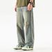 Men's Cross Border Ripped Jeans, Summer Style, High Street, American Retro Trendy Brand, Washed Distressed Straight Leg, Beggar Long Pants_mkmklike.com